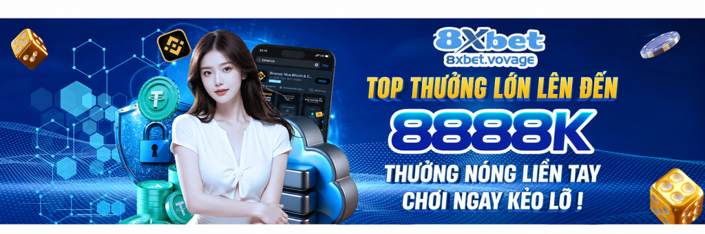 Banner trang chủ 8XBET với cầu thủ bóng đá áo xanh và dòng chữ đối tác cá cược chính thức