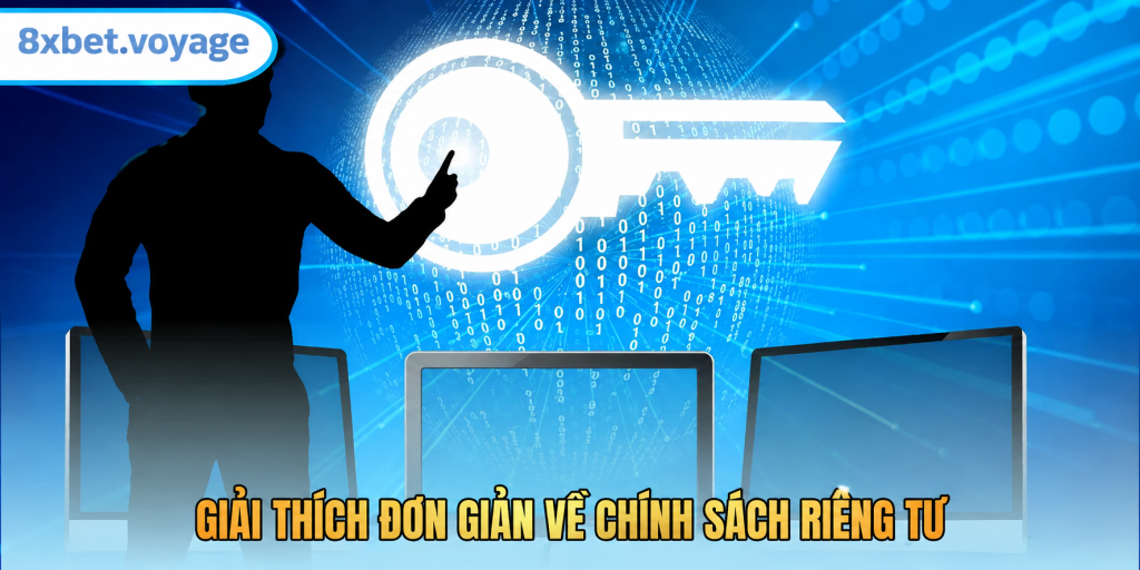 Bóng người chỉ tay vào chiếc chìa khóa phát sáng giữa luồng dữ liệu số