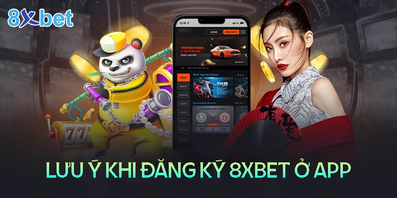 Điện thoại hiển thị ứng dụng thể thao với nút Login và Join Now giữa nhân vật gấu trúc và cô gái cầm quạt