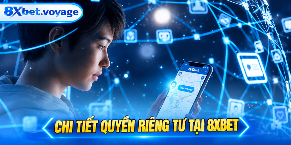 Người dùng nhìn vào điện thoại giữa mạng lưới kết nối dữ liệu cá nhân